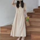 Tie Waist Short-sleeve Maxi A-line Dress