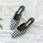 Pointy-toe Kitten-heel Check Mules