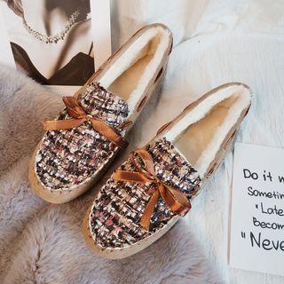 Fleece-lined Tweed Panel Moccasins