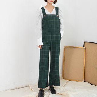 Sleeveless Checked Wide-leg Jumpsuit