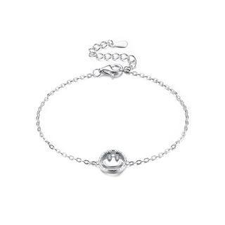 925 Sterling Silver Fashion Smiley Bracelet Silver - One Size