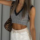 V-neck Houndstooth Tank Top