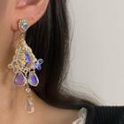 Faux Crystal Dangle Earring / Fringed Earring