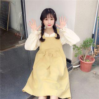 Small V-neck Shirt + Medium Long Wide Jumper Skirt Set