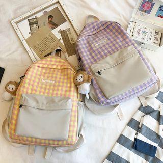 Plaid Panel Cotton Backpack