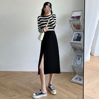 Side-slit Midi A-line Skirt / Mini A-line Skirt