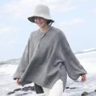 Puff-sleeve Slit-side Knit Top