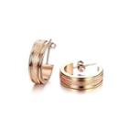Fashion And Simple Plated Rose Gold Frosted Geometric Round 316l Stainless Steel Stud Earrings Rose Gold - One Size