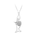 925 Sterling Silver Fish Pendant With White Cubic Zircon And Necklace