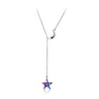 Simple 925 Sterling Silver Star Necklace With Austrian Element Crystal Silver - One Size