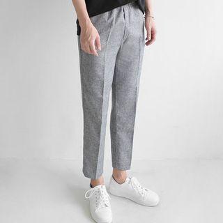 Cropped Band-waisted Colored Linen Pants