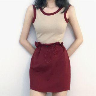 Contrast Trim Tank Top / Mini Skirt