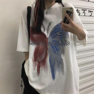 Couple Matching Short Sleeve Butterfly Printed T-shirt