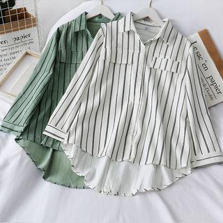 Dip-back Loose-fit Striped Shirt