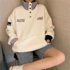 Long-sleeve High-neck Embroidered Fleece Sweatshirt