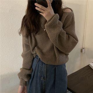 Off-shoulder Long-sleeve Cropped Sweater