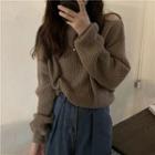 Off-shoulder Long-sleeve Cropped Sweater