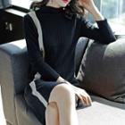 Two-tone Mock Neck Knit Dress