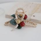 Beaded Hair Claw White & Red & Green - One Size
