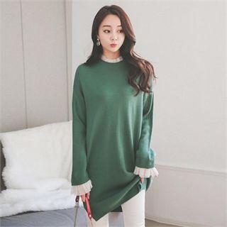 Lace-trim Knit Dress