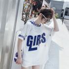 Set: Lettering Tankini Top + Swim Shorts + Cover-up