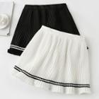 Contrast-trim Mini A-line Pleated Skirt