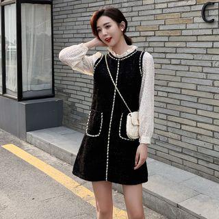 Chiffon Sleeve A-line Mini Tweed Dress