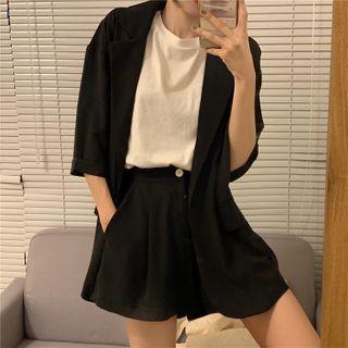 Wide-leg Shorts / Short-sleeve Single-breasted Blazer