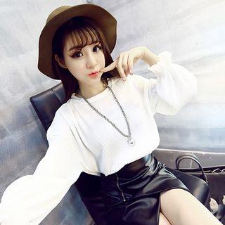 Accordion Lantern Sleeve Blouse