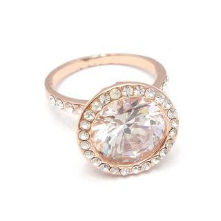Floral Rhinestone Ring Gold - One Size