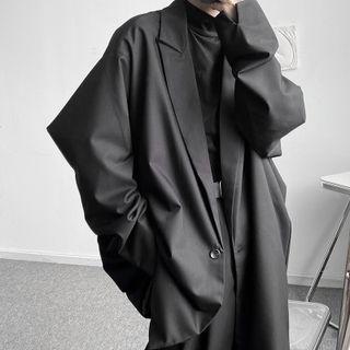 Batwing One-button Plain Blazer