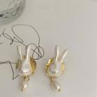 Rabbit Faux Pearl Alloy Earring 1 Pair - White - One Size