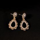 Droplet Rhinestone Dangle Earring 1 Pair - Earring - Silver - Rose Golddrops - Faux Pearl - Gold - One Size
