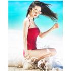 Set Of 2: Spaghetti Strap Swimsuit + Printed Cover-up