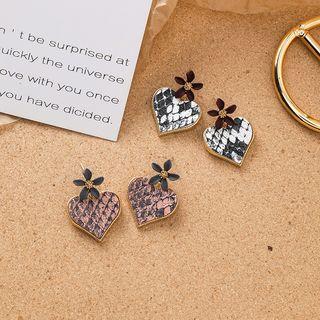 Snake Skin Print Heart Dangle Earring