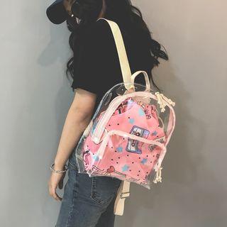 Printed Transparent Mini Backpack Pink - One Size