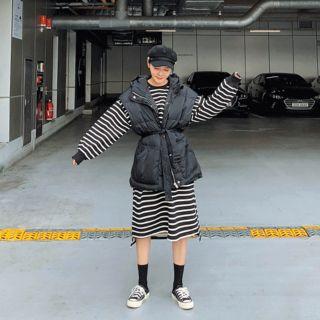 Stripe Over-fit Pullover Dress