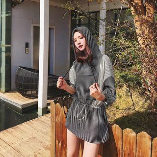 Hooded 3/4-sleeve T-shirt Dress