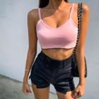Spaghetti-strap Lace-up Cropped Top