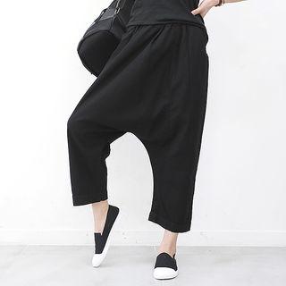 Band-waist Cropped Harem Pants