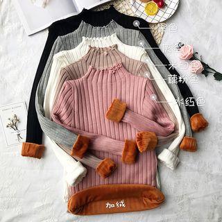 Scallop-edge Mock-neck Knit Top