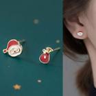 Christmas Santa Asymmetrical Alloy Earring 1 Pair - Red & Silver - One Size