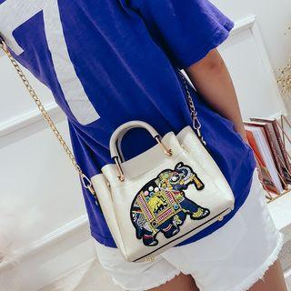 Elephant Faux Leather Shoulder Bag
