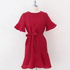Short-sleeve Dress With Sash
