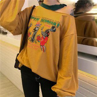 Cut Out Printed Pullover