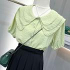 Short-sleeve Blouse / Pleated Midi A-line Skirt