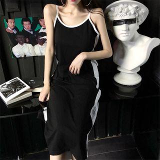 Spaghetti-strap Contrast Trim Midi Dress