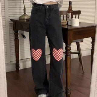 Heart Plaid Jeans