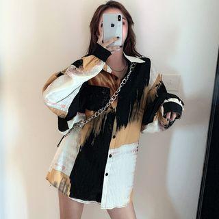 Loose-fit Colorblock Shirt As Shown In Figure - One Size