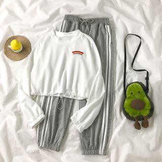 Rainbow Embroidered Cropped Blouse / Sweatpants